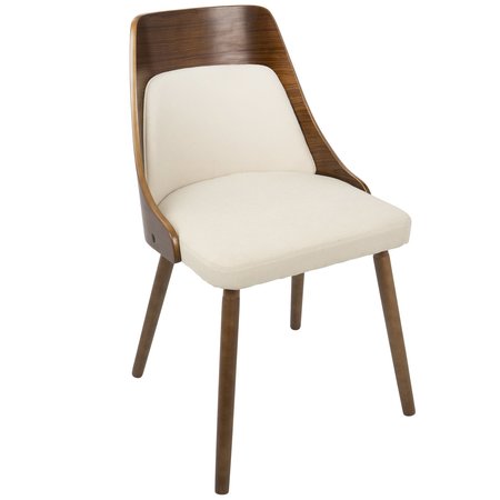 LUMISOURCE Anabelle Dining/Accent Chair in Walnut and Cream Fabric CH-ANBEL WL+CR
